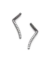 Phyne By Paige Novick | Metallic Elisabeth Black Diamond & Blackened 14k White Gold Short Curved Bar Earrings | Lyst