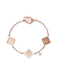 Emporio Armani - Metallic Rose Goldtone Steel Charm Bracelet - Lyst