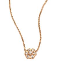 Ginette NY | Metallic Diamond & 18k Rose Gold Mini Lotus Pendant Necklace | Lyst