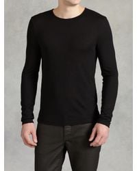 John Varvatos | Black Modal Wool Crewneck for Men | Lyst