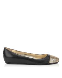 Jimmy Choo | Black Waine Embellished Leather Ballet Flats | Lyst