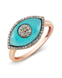 Anne Sisteron - 14kt Rose Gold Diamond Blue Topaz Evil Eye Ring - Lyst