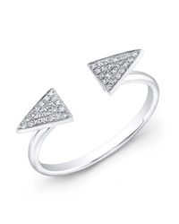 Anne Sisteron - 14kt White Gold Diamond Double Triangle Ring - Lyst