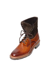 Harris | Brown Washed Leather & Suede Lace-Up Boots for Men | Lyst
