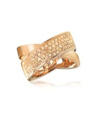 Michael Kors - Pink Pave-crystal Twist Rose Golden Stainless Steel Women's Ring - Lyst