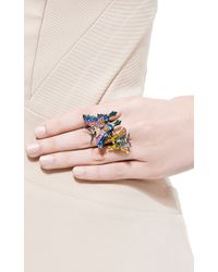 Lydia Courteille | Blue 18k Gold Kites Ring with Diamonds and Enamel | Lyst