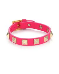 Valentino | Pink Rockstud Small Leather Bracelet | Lyst