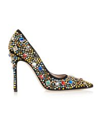 Miu miu Embellished Suede Pumps in Metallic | Lyst