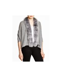 Magaschoni | Gray Fur Collar Cardigan | Lyst