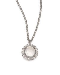 Mija | Metallic White Sapphire Mini Button Pendant Necklace | Lyst