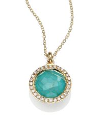 Ippolita | Metallic Lollipop Turquoise, Rutilated Quartz, Diamond & 18k Yellow Gold Mini Pendant Necklace | Lyst