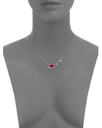 Meira T | Pink Ruby, Diamond & 14K Rose Gold Pendant Necklace | Lyst