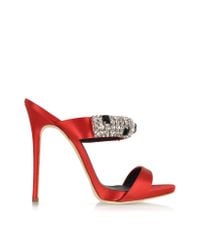 Giuseppe Zanotti - Flame Red Satin Mule W/crystal - Lyst