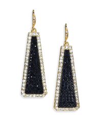 ABS By Allen Schwartz | Metallic Pave Frame Linear Drop Earrings | Lyst