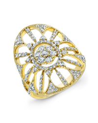 Anne Sisteron | Metallic 18kt Yellow Gold Diamond Shield Ring | Lyst