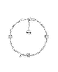 Emporio Armani - Metallic Sterling Silver Bracelet with Crystal Charm - Lyst