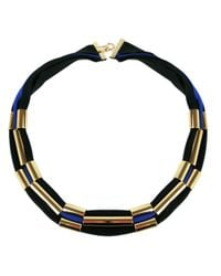 Marion Vidal | Metallic Black And Blue Polyester Ribbon Necklace | Lyst