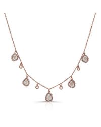 Anne Sisteron - Pink 14kt Rose Gold Diamond Slice And White Sapphire Necklace - Lyst