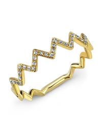 Anne Sisteron - 14kt Yellow Gold Diamond Zig Zag Stacking Ring - Lyst