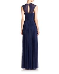 Lyst - Pamella roland Silk Tulle Gown in Blue