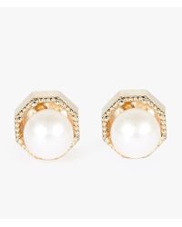 Grace Lee | White Crown Bezel Pearl Earrings | Lyst