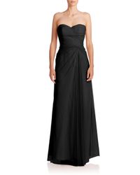 Monique Lhuillier Bridesmaids | Black Strapless Tulle Gown | Lyst