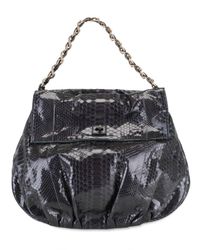 Zagliani | Black Shiny Python Ninette Large Shoulder Bag | Lyst