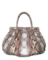 Zagliani | Gray Puffy Large Python Top Handle | Lyst