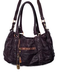 Sissi Rossi | Black Washed Bufalo Satchel Shoulder Bag | Lyst
