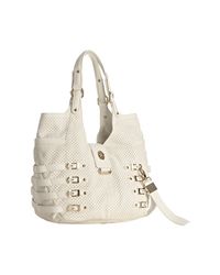 Jimmy Choo | White Perforated Leather Bree Large Shoulder Bag | Lyst