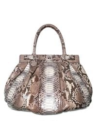 Zagliani | Gray Puffy Large Python Top Handle | Lyst