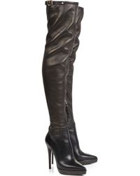 Burberry Prorsum | Black Leather Thigh-high Boots | Lyst