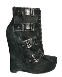 Alejandro Ingelmo | Black 140mm Pony Buckle Lace Up Boot Wedges | Lyst