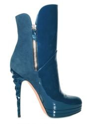 Casadei | Blue 140mm Suede and Patent Ankle Boots | Lyst