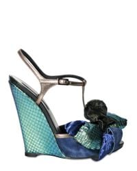Diego Dolcini | Multicolor 110mm Python Suede Metal Kid Wedges | Lyst