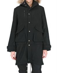 Space | Black Fur Hood Parka Coat | Lyst
