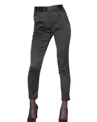 Dolce & Gabbana | Black Stretch Satin High Waisted Cropped Skinny Trousers | Lyst