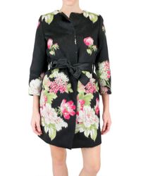 Dolce & Gabbana | Black Jacquard Floral Coat | Lyst