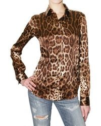 Dolce & Gabbana | Multicolor Leopard Print Stretch Satin Shirt | Lyst