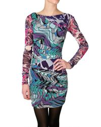 Emilio Pucci | Multicolor Gathered Printed Stretch Gauze Dress | Lyst