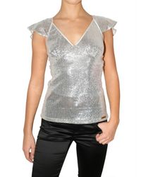 John Galliano | Metallic Tulle and Sequin Top | Lyst