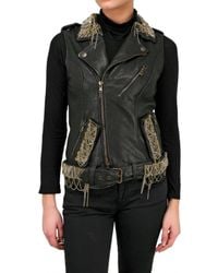 Jo No Fui | Black Nappa Leather Embroidery Vest | Lyst