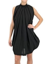 Paolo Errico | Black Gathered Double Wool Crepe Dress | Lyst