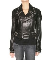 Philipp Plein | Black Swarovski Bambi Leather Jacket | Lyst