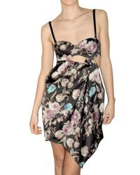Preen By Thornton Bregazzi | Black Silk Satin Cut Out Waist Dress | Lyst