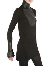 Givenchy | Black Faux Leather and Jersey Dress | Lyst