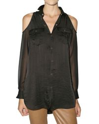 American Retro | Black Cut Out Chiffon and Satin Shirt | Lyst