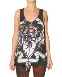 Balmain | Black Printed Patch Jersey Tank Top | Lyst
