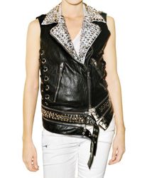 Balmain | Black Studded Leather Vest | Lyst
