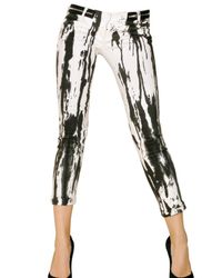 Balmain | White Ink-stained Low-rise Skinny Jeans | Lyst